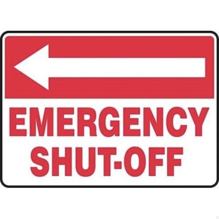 Accuform (Left Arrow) Emergency Shut-Off, Adhesive Dura-Poly, 10 in x 14 in, Adhesive MFXG540XV